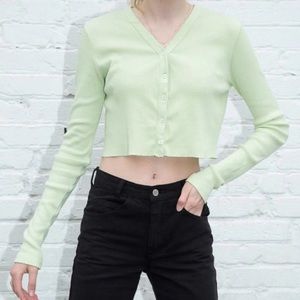 Brandy Melville Green Paige Cardigan Button Up Top